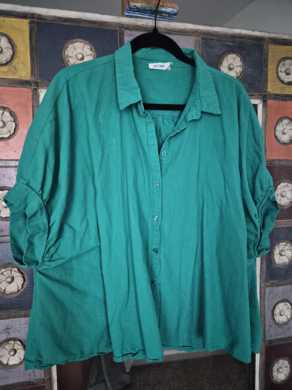 Women's Teal Button-Down Casual Shirt - Relaxed Fit